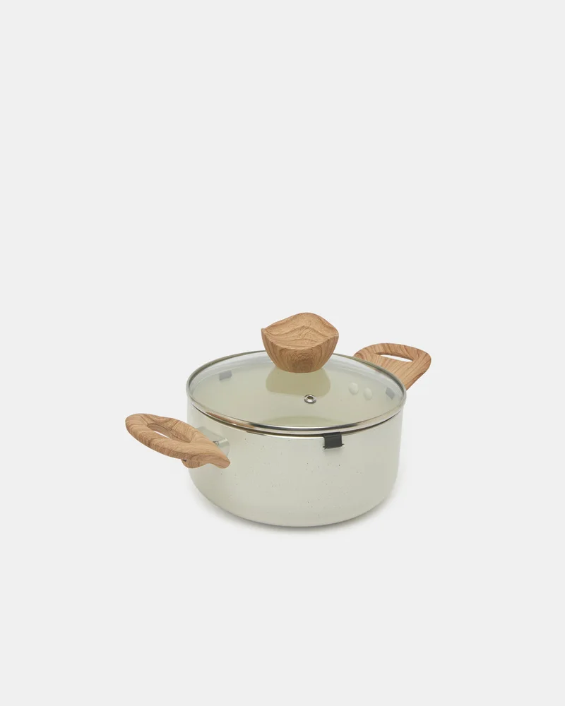 REDTAG Beige Aluminum Non Stick Dutch Oven With Glass Lid (18Cm)