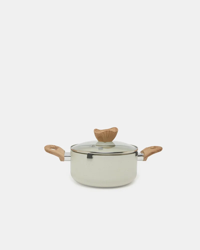 REDTAG Beige Aluminum Non Stick Dutch Oven With Glass Lid (18Cm)