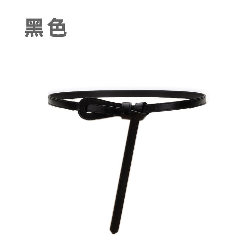 New Womens Leather Skinny Belt for Dresses 15020-black  - Image 1