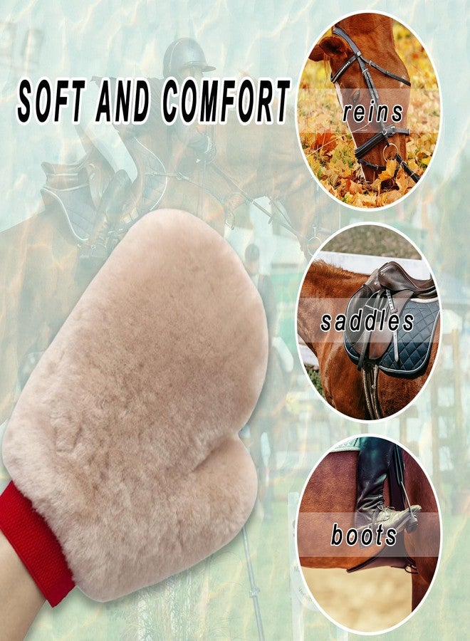 Gracefur Ultra-Soft Sheepskin Horse Grooming Mitts for Tack, Saddle & Boot Cleaning - Perfect Gloves for Tack & Horse Care (Pink) - Image 3