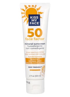 Kiss My face 50 Face Factor Mineral Sunscreen SPF 50 2 fl oz (59 ml) 