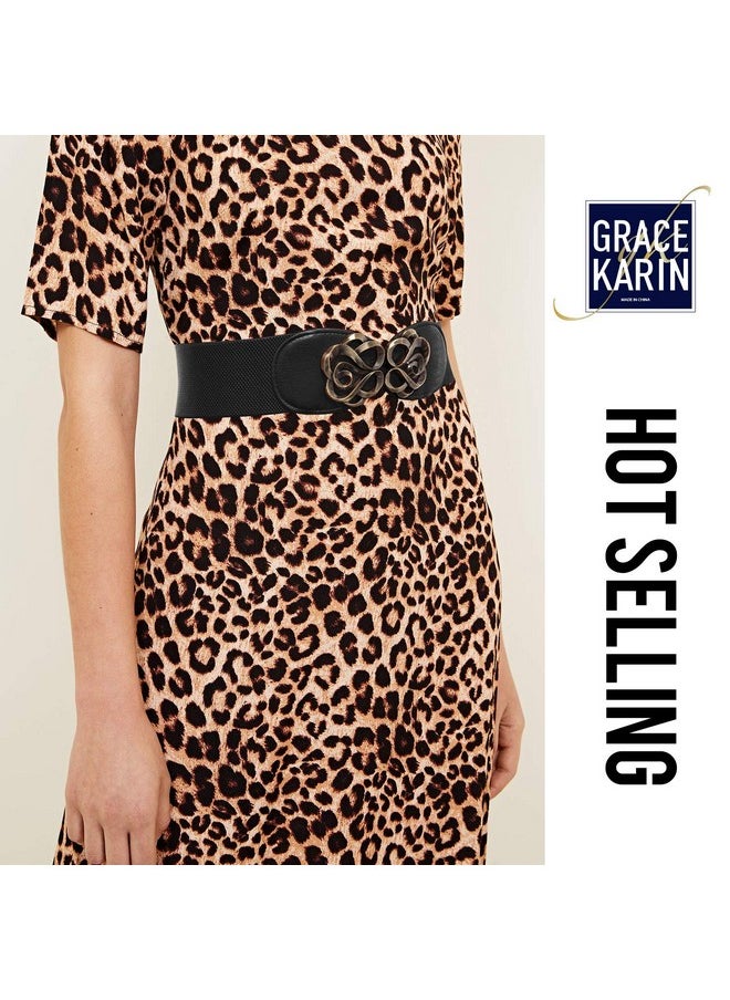 GRACE KARIN - Lady Black Stretch Band Cinch Belt Dress Ornament Size L Black (Cl04131) - Image 1