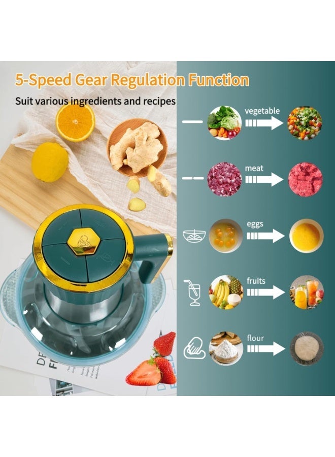 آر إيه أف 5 لتر طاحونة لحوم كهربائية من الفولاذ المقاوم للصدأ وقطاعة خضار، طاحونة لحوم كهربائية من الفولاذ المقاوم للصدأ بسرعتين، محضر طعام، قطاعة مطبخ، خفاقة بيض، مفرمة خضروات وثوم - Image 2