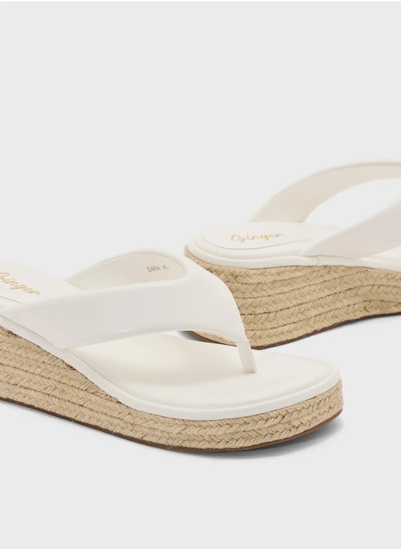 Ginger Thong Detail Mid Wedge Sandal