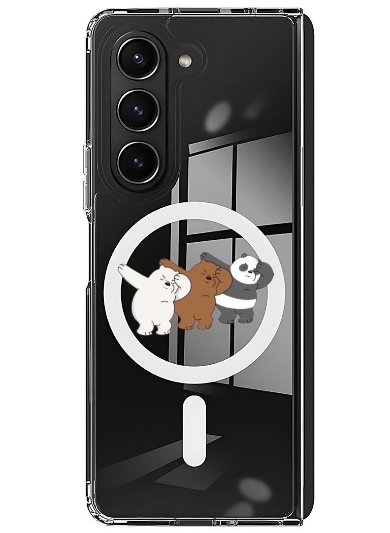 Theodor Magnetic Case for Samsung Galaxy Z Fold 6 Compatible with MagSafe Wireless Charging, Shockproof Phone Bumper Cover Panda dance - Image 1