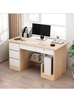 Qualife Office Desk Table Computer Table Desk with Drawer Keyboard Tray CPU Bracket Home Office Desk Study Writing Desk Multipurpose Computer Workstation White five drawers five drawers