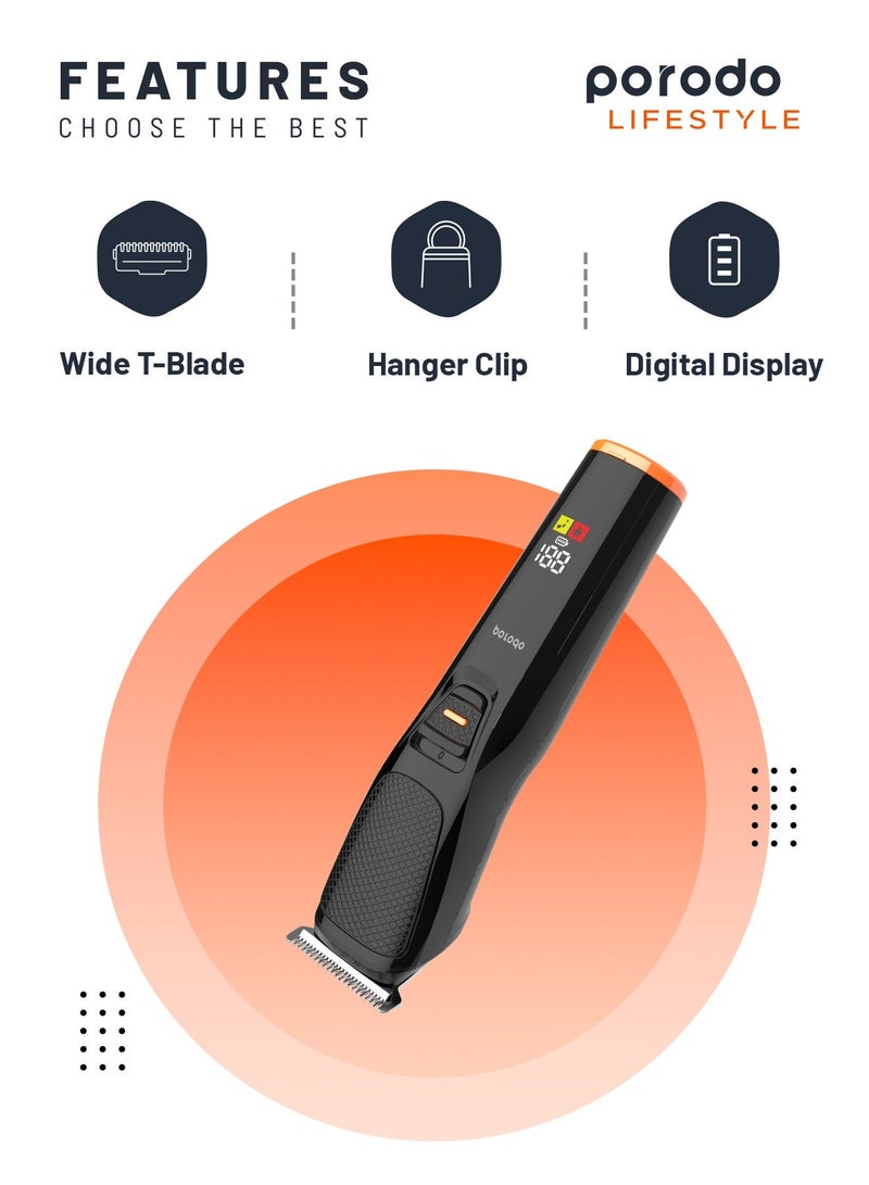 porodo Lifestyle Rechargeable Grooming Kit with Nose Trimmer Four Detachable Heads - Black - Image 2