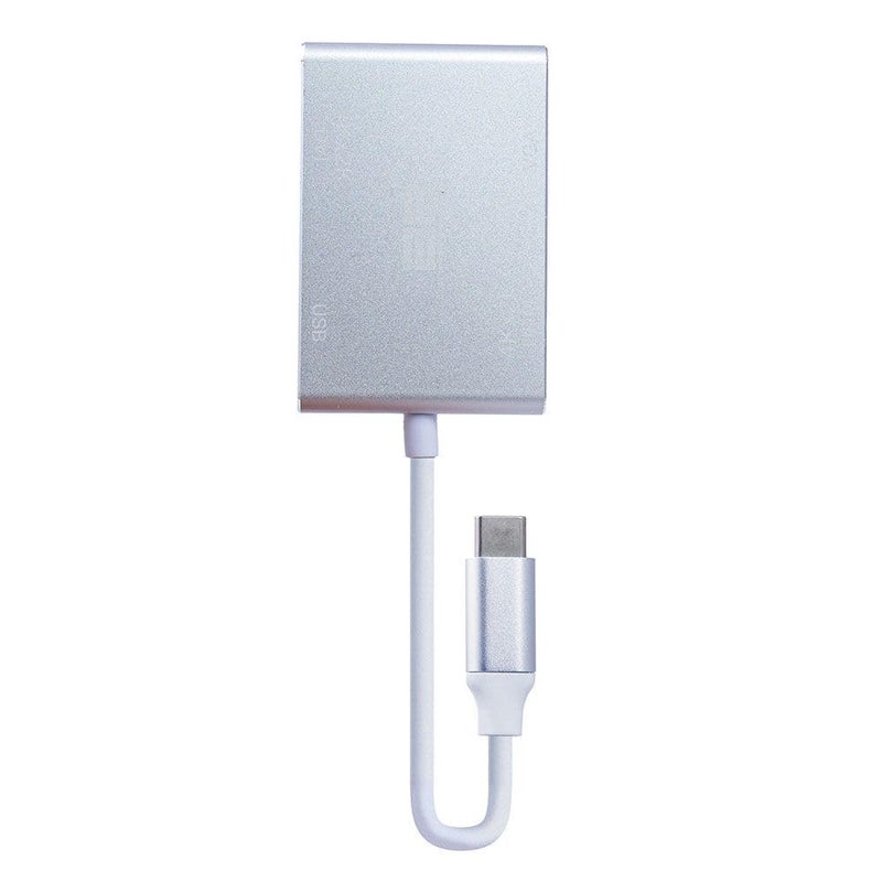 2B Type C Male to VGA HDMI DVI USB3 Converter, Silver - Image 1
