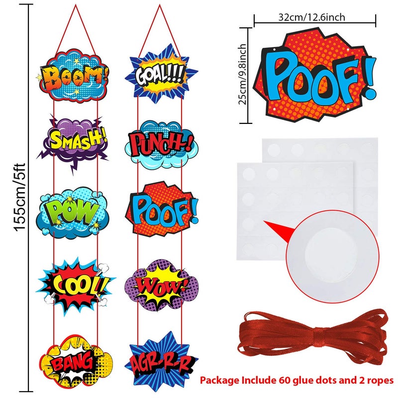Poen Large Hero Action Sign Cutouts Super Fun Theme Party Supplies Door Sign Hero Theme Birthday Party Hero Back to School Classroom Wall Decorations  10 Counts - Image 2
