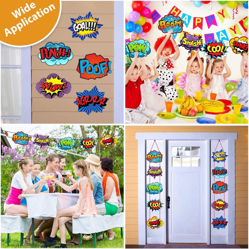 Poen Large Hero Action Sign Cutouts Super Fun Theme Party Supplies Door Sign Hero Theme Birthday Party Hero Back to School Classroom Wall Decorations  10 Counts - Image 4