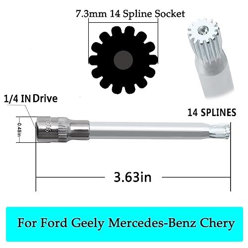 XTPTFABS Gearbox Clutch Motor Electromechanical Unit Unlocking Tool Dual Clutch Transmission Clutch Motor Electromechanical Unit Unlock Tool 14 Spline with 1/4" Drive fit for Ford Mercedes Chery Geely - Image 4
