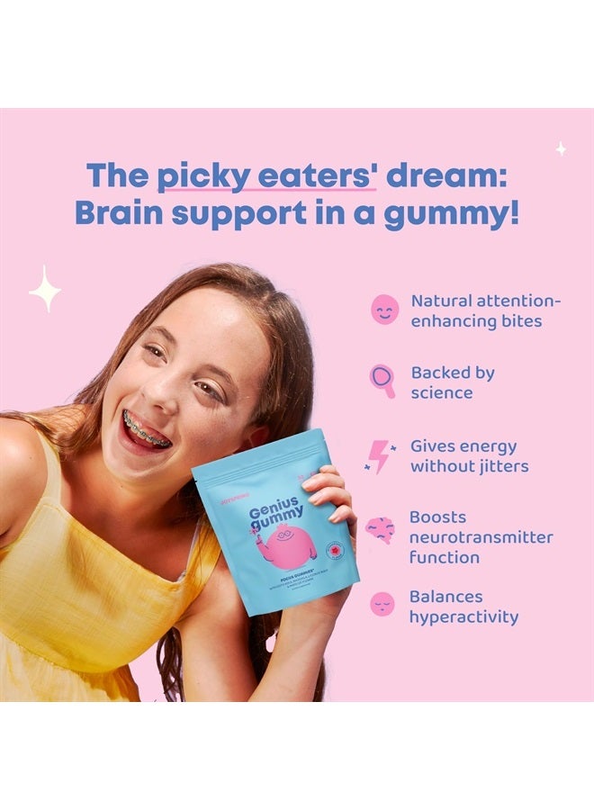 JoySpring Genius Focus Gummies - Kids Focus Gummies for Increased Attention Natural Herbal Brain Gummies - Vegan, Gluten-Free, Sugar-Free with Bacopa, Gotu Kola, Rhodiola - 60 Gummies - Image 4
