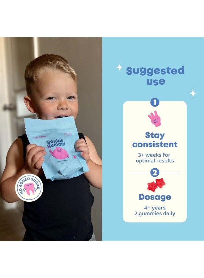 JoySpring Genius Focus Gummies - Kids Focus Gummies for Increased Attention Natural Herbal Brain Gummies - Vegan, Gluten-Free, Sugar-Free with Bacopa, Gotu Kola, Rhodiola - 60 Gummies - Image 5