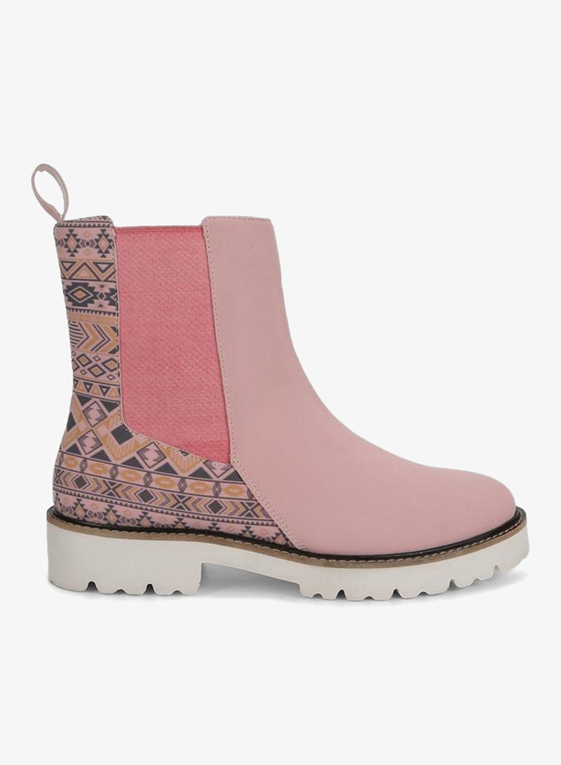 YOHO Pink Comfortable Lightweight Printed Boots - Image 1