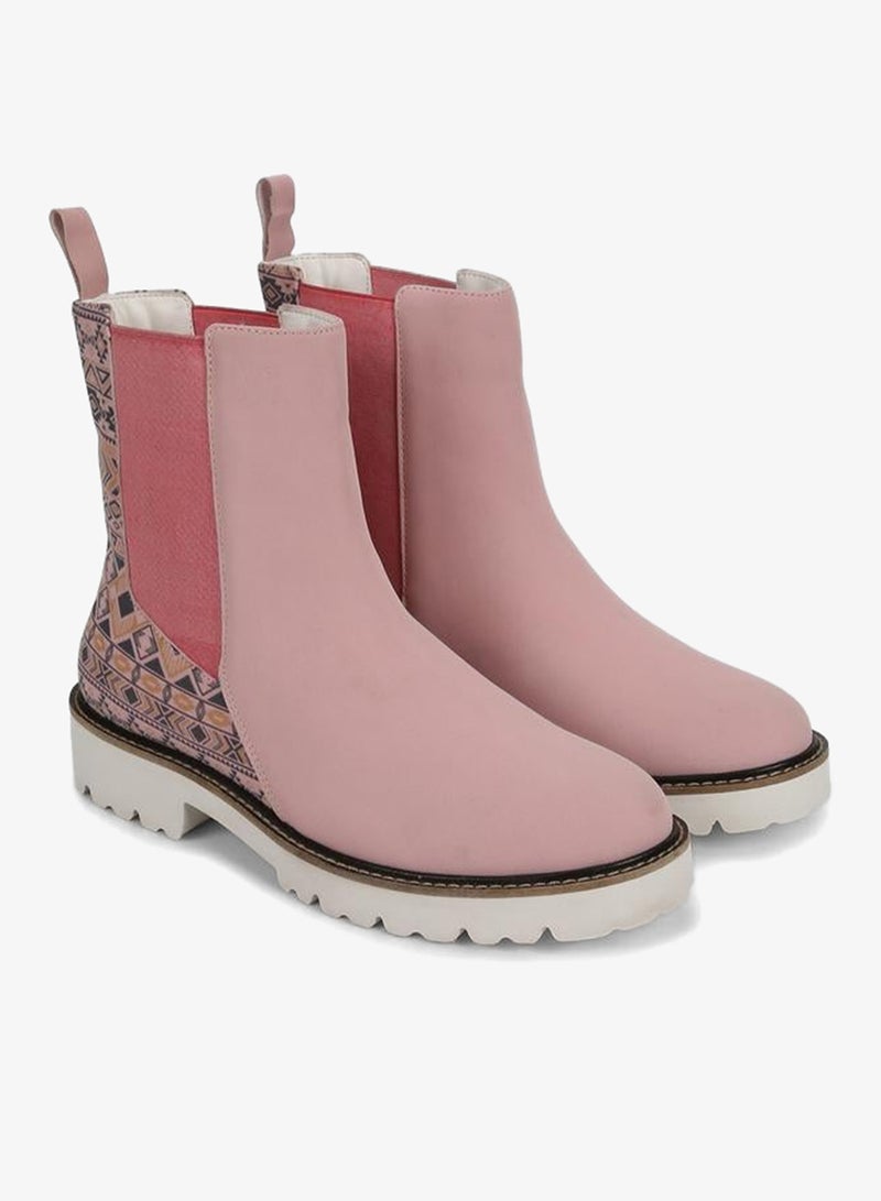 YOHO Pink Comfortable Lightweight Printed Boots - Image 4