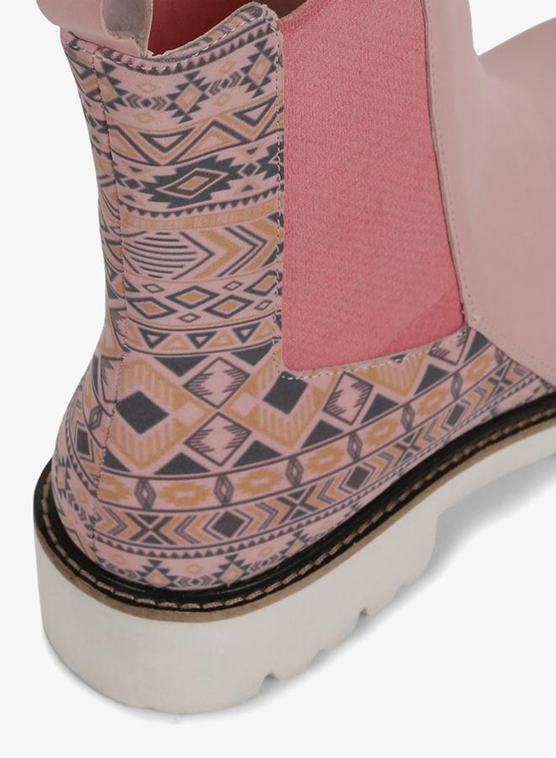 YOHO Pink Comfortable Lightweight Printed Boots - Image 3