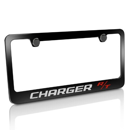 Dodge Charger R/T Black Metal License Plate Frame - Image 1