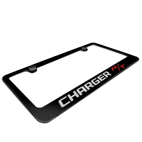 Dodge Charger R/T Black Metal License Plate Frame - Image 2
