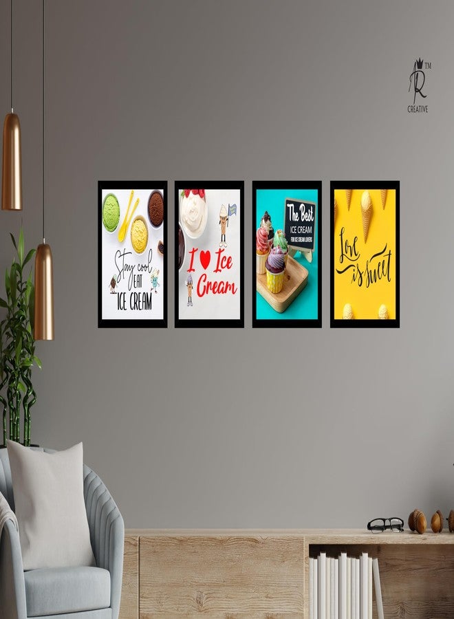 AR Creative مجموعة من 4 ملصقات AR Creative تحمل عبارات "ابقَ منتعشًا، آيس كريم، الأفضل، الحب حلو" للمطبخ والمطاعم، مع إطار. تتضمن هذه المجموعة اقتباسات عن الطعام، وعبارات مرحة، وديكورات منزلية ومكتبية، وملصقات للمطبخ (10 بوصة × 10 بوصة). - Image 2