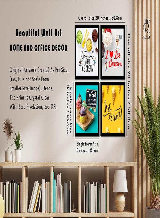 AR Creative مجموعة من 4 ملصقات AR Creative تحمل عبارات "ابقَ منتعشًا، آيس كريم، الأفضل، الحب حلو" للمطبخ والمطاعم، مع إطار. تتضمن هذه المجموعة اقتباسات عن الطعام، وعبارات مرحة، وديكورات منزلية ومكتبية، وملصقات للمطبخ (10 بوصة × 10 بوصة). - Image 4