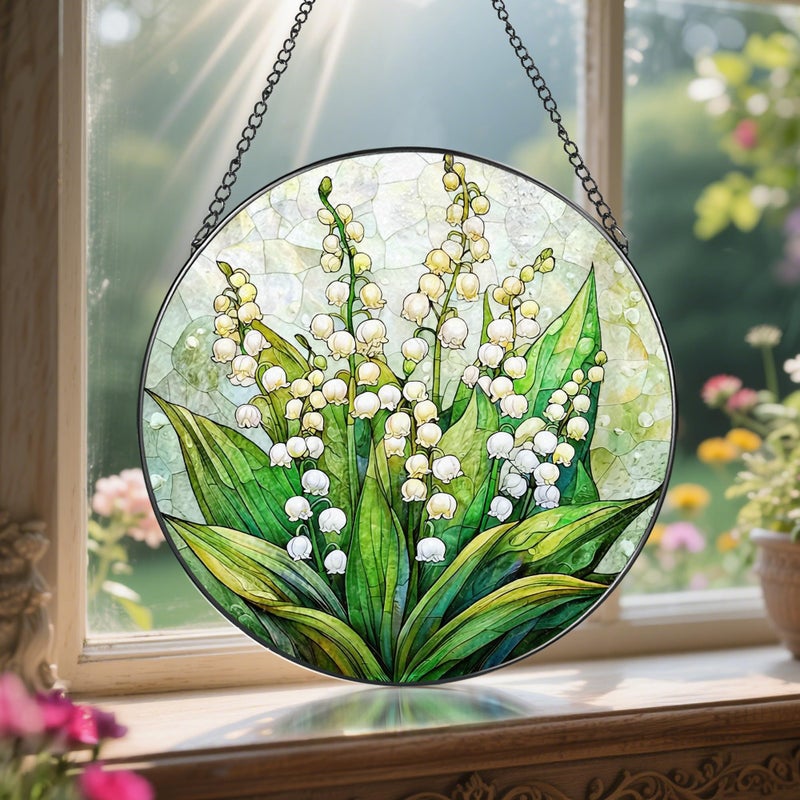 LAOWEIKI 8'' Lily of the Valley Sun Catcher Ornament, Stained Glass Window Hanging, Suncatchers for Windows Hanging Ornaments, Window Decor | Flower Lover Gift, Mother's Day, Christmas, Birthday Gifts - Image 5