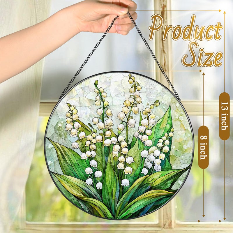 LAOWEIKI 8'' Lily of the Valley Sun Catcher Ornament, Stained Glass Window Hanging, Suncatchers for Windows Hanging Ornaments, Window Decor | Flower Lover Gift, Mother's Day, Christmas, Birthday Gifts - Image 4