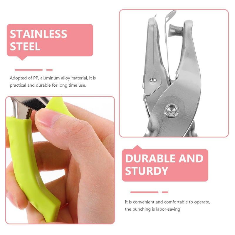 2 Hole Punch Set 6mm Green and Pink Handheld Paper Puncher for Scrapbooking Office Crafting - Image 4
