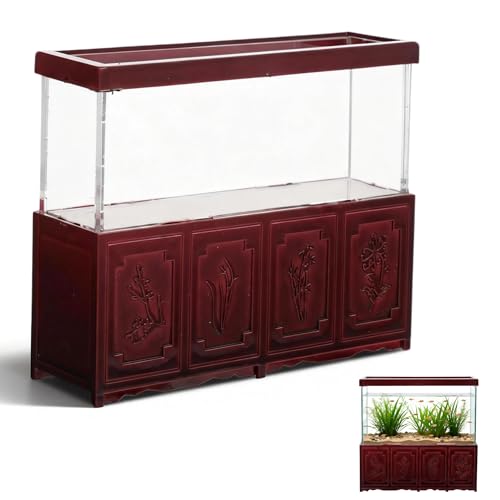 STOBOK 1Pc Dollhouse Fish Tank Miniature Aquarium Tiny Fish Bowl Vintage Sand Table Decoration Miniature Dollhouse Accessories for DIY Garden Desk Decor 3x2 Inches - Image 1