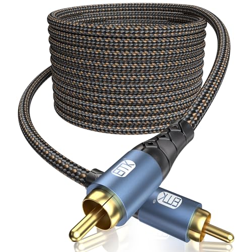 EMK Subwoofer Cable RCA to RCA Audio Cable 24K Gold-Plated Nylon Braided Double Shielded Digital Analogue Supports Amplifiers,Home Theater,Hi-Fi Systems,Subwoofer(50ft/15m) - Image 1