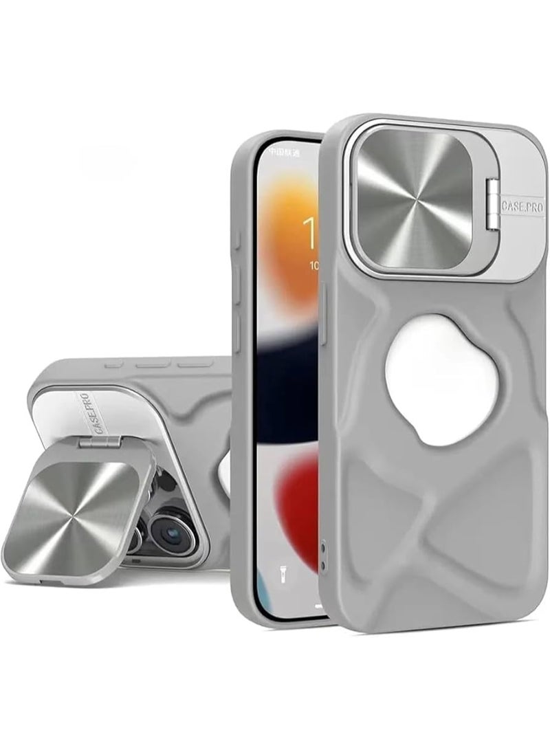 Case Compatible with iPhone 12 Pro - Invisible Lens Cover Military Grade Phone Case - Foldable Stand Function - Magnetic Wireless Charging Phone Case (Grey)