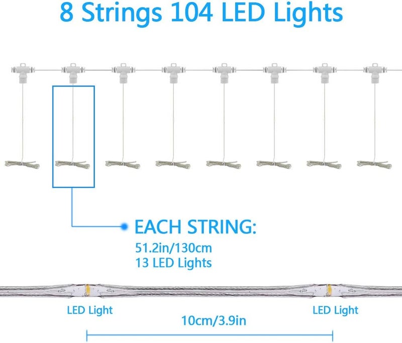 PULIVIA Umbrella Lights Patio Outdoor Strings Lights with 104 LEDs 8 Lighting Modes Remote Control, Battery Operated Waterproof 2025 Upgraded, Warm White Battery not Included - Image 2