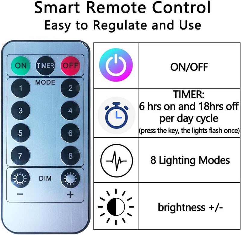 PULIVIA Umbrella Lights Patio Outdoor Strings Lights with 104 LEDs 8 Lighting Modes Remote Control, Battery Operated Waterproof 2025 Upgraded, Warm White Battery not Included - Image 5