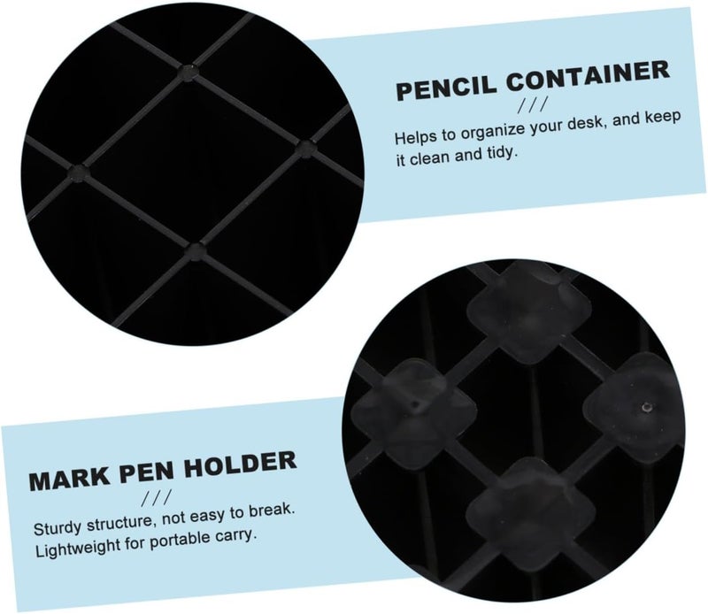 Garneck Plastic Pen Holder Box - 30 Holes - Organiser for Gel Pens, Markers, Colouring Pencils and Brushes, 4 Pieces, Black, Ideal Desk Stand for - Image 3