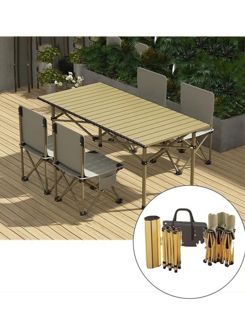DubaiGallery Travel Foldable Picnic Table Wood Portable Camping Table - Image 2