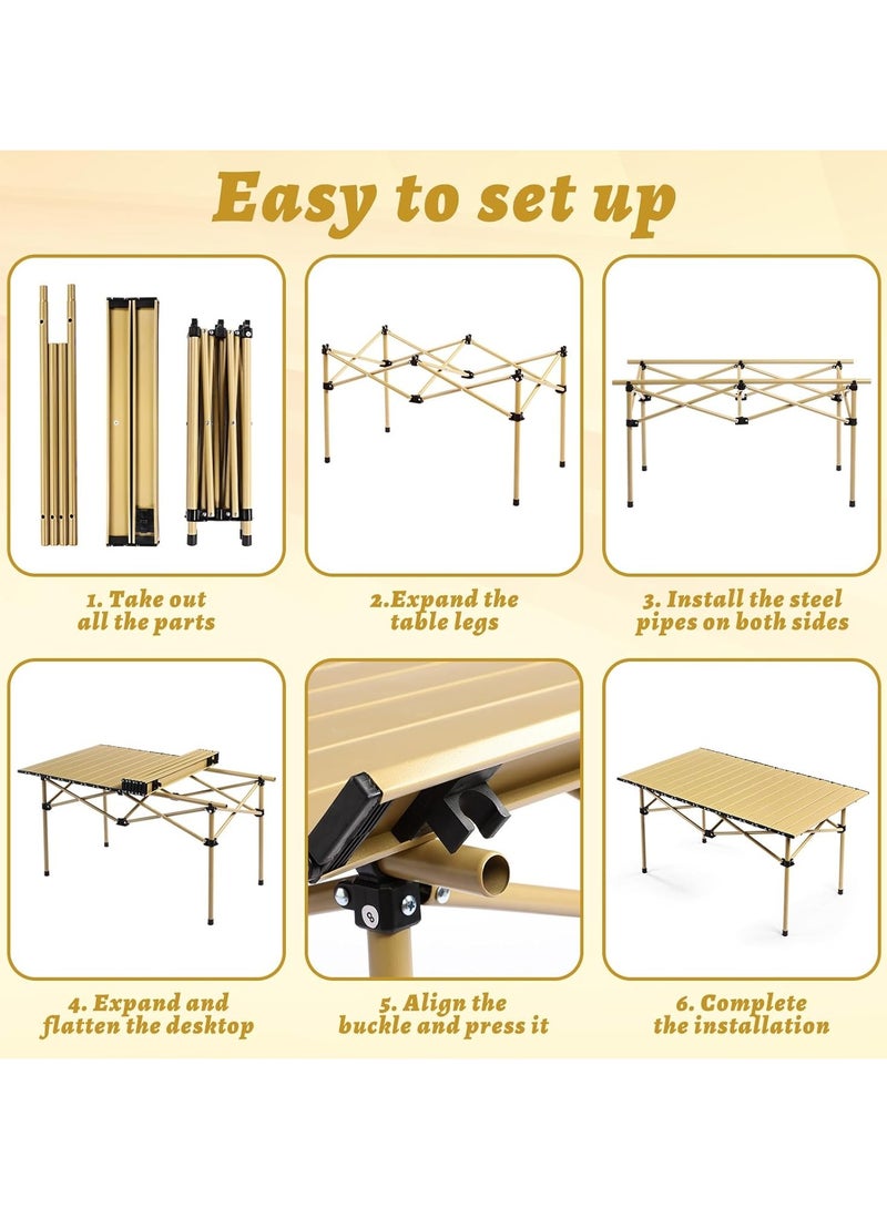 DubaiGallery Travel Foldable Picnic Table Wood Portable Camping Table - Image 4