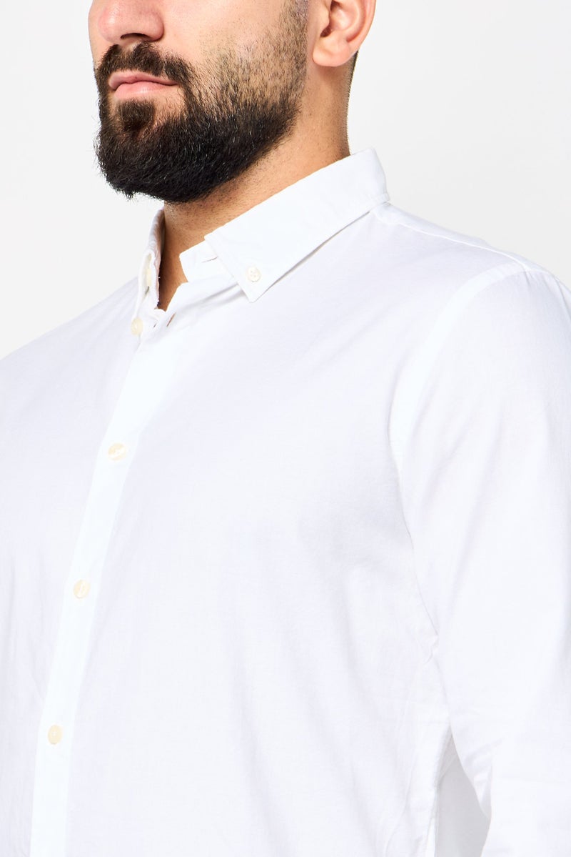 Scuderia Ferrari Men Regular Fit Solid Long Sleeve Casual Shirt, White  - Image 3
