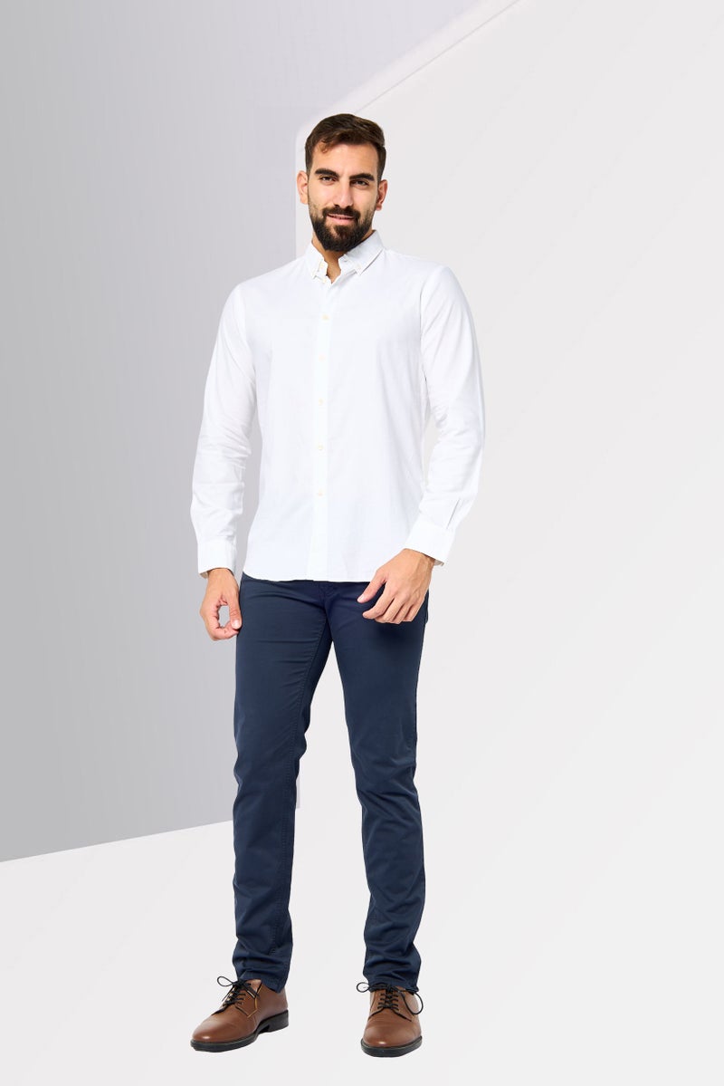 Scuderia Ferrari Men Regular Fit Solid Long Sleeve Casual Shirt, White  - Image 2