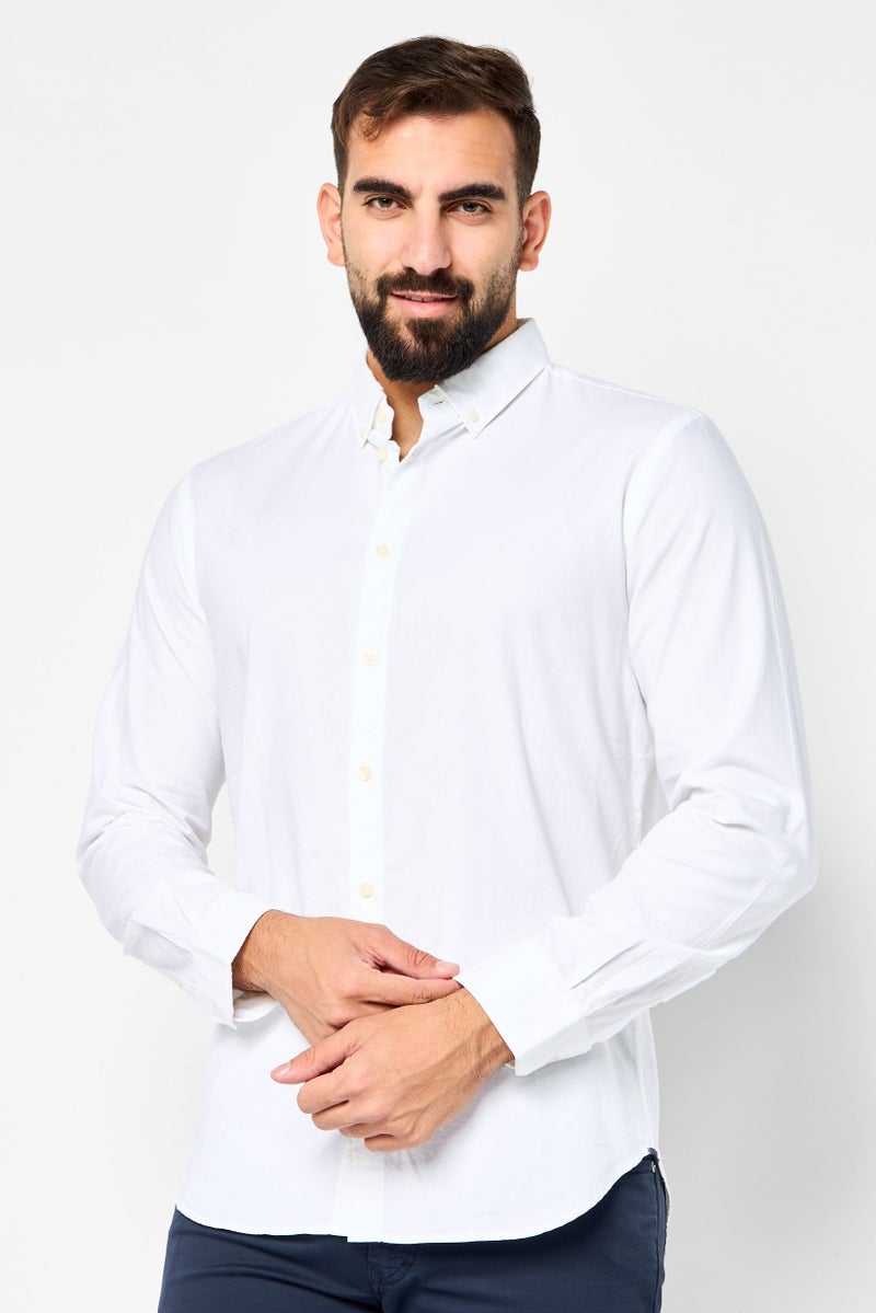 Scuderia Ferrari Men Regular Fit Solid Long Sleeve Casual Shirt, White  - Image 1
