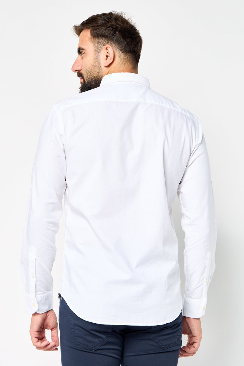 Scuderia Ferrari Men Regular Fit Solid Long Sleeve Casual Shirt, White  - Image 4