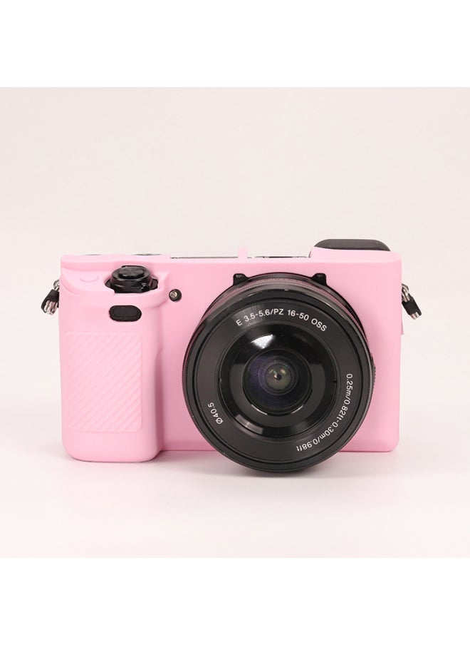 ماركة غير محددة - جراب سيليكون لكاميرا واحدة صغيرة لهاتف Sony A6300 A6400 A6100 جراب واقٍ للتصوير الفوتوغرافي وحقيبة ناعمة - اللون: A6100/a6300/a6400 كم مطاطي باللون الأحمر الوردي - Image 1