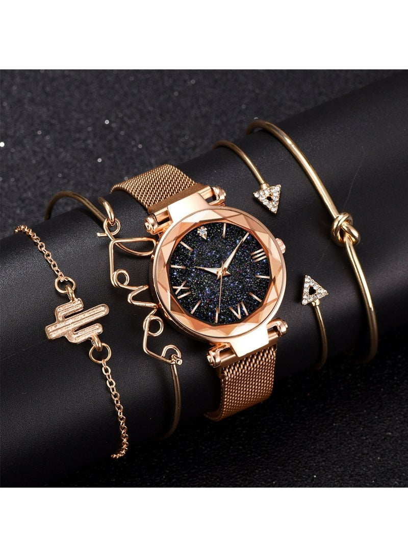 PULUZ Womens Watch Gifts Set with 4 pcs Bracelet for Lady Female Girls Minimalist Slim Thin Casual Dress Analog Quartz Wrist Watches - Image 2