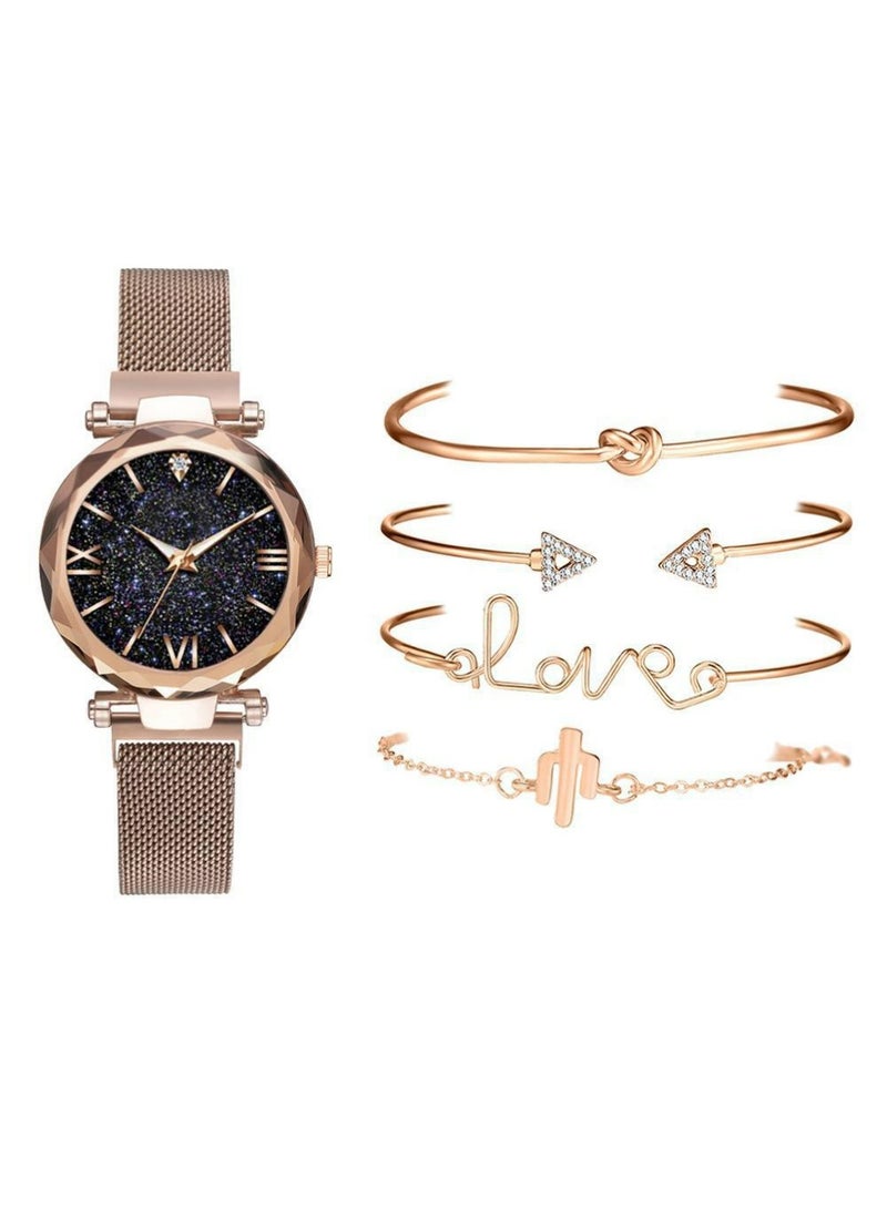 PULUZ Womens Watch Gifts Set with 4 pcs Bracelet for Lady Female Girls Minimalist Slim Thin Casual Dress Analog Quartz Wrist Watches - Image 3