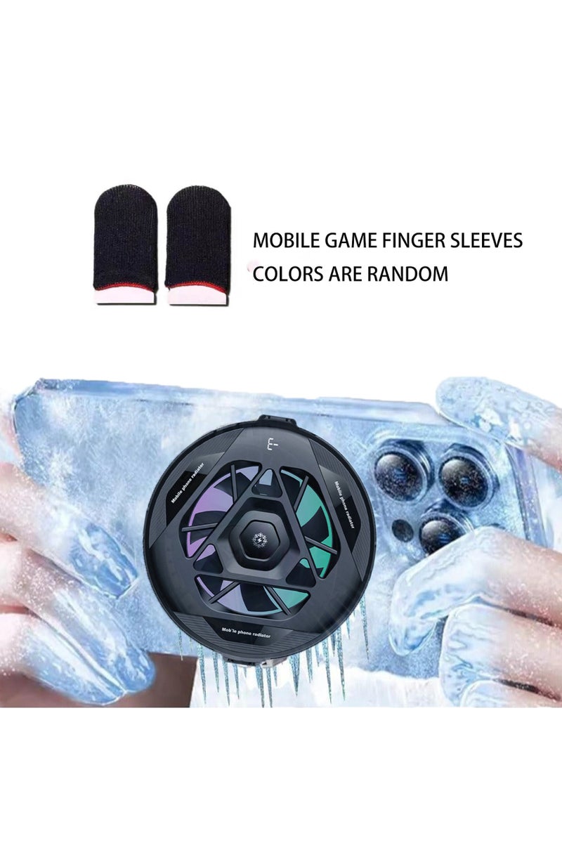 Mobile Phone Radiator, Mobile Phone Cooler for Playing Games, 3-speed Real-time Digital Display Temperature Adjustment, With Mobile Game Finger Mobile game finger sleeves Magnetic Back Clip Dual-purpose Mobile Phone Cooling Fan, Semiconductor Mobile Phone Radiator with RGB Light, Mini Mobile Phone Radiator Suitable for Mobile Phone Live Broadcast and Video Universal iPhone/Android Smartphone Only use the 5V-3A charging head to operate - Image 1