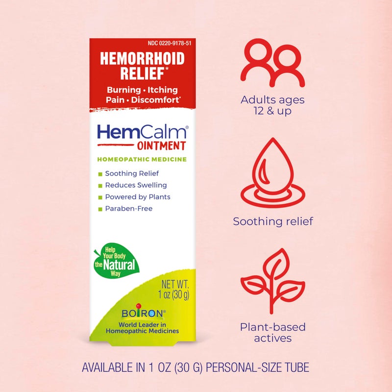 Boiron HemCalm Ointment for Hemorrhoid Relief of Pain, Itching, Swelling or Discomfort - 1 oz - Image 3
