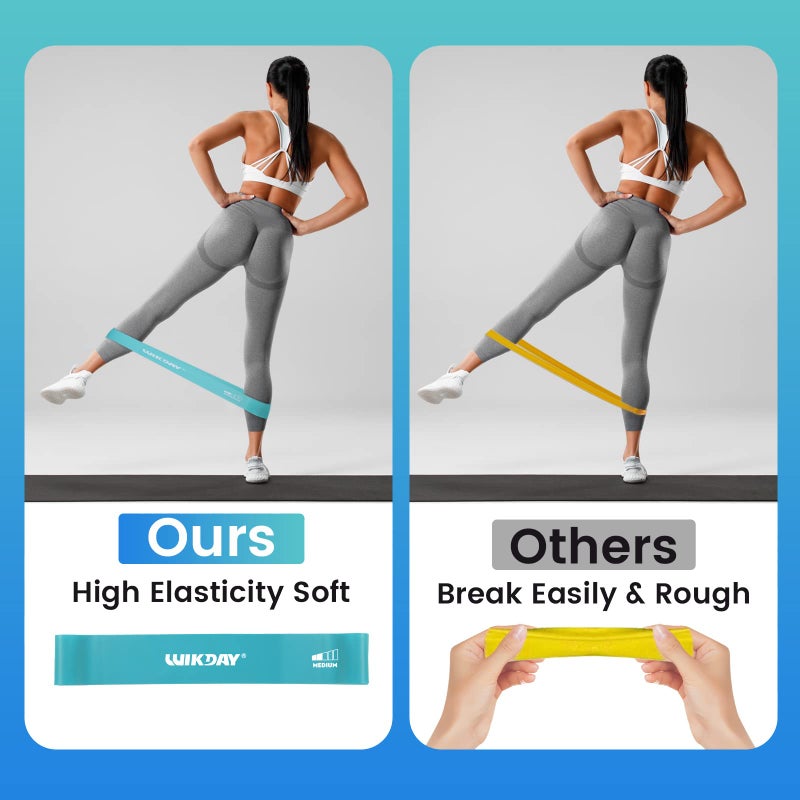 WIKDAY Resistance Bands for Working Out Exercise Loop Bands Workout Bands Set for Men Women Body Stretching, Training, Home Workout, Physical Therapy, Booty Legs, Set of 5 (Blue) - Image 5