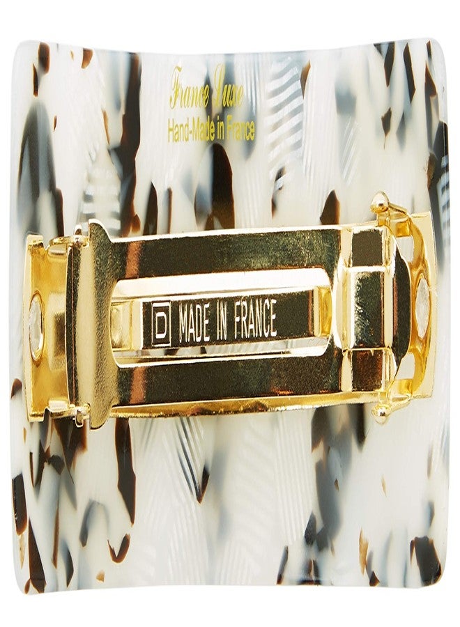 France Luxe Rectangle Volume Barrette, Spot White - Image 4