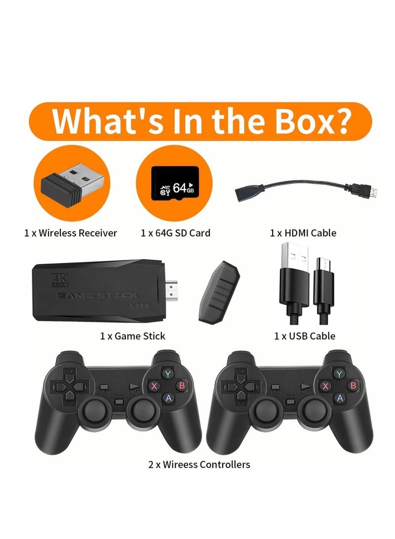 Wireless Retro Game Console, Plug & Play Video TV Game Stick With 10000+ Games Built-in, 9 Emulators, 4K HDMI Output for TV with Dual 2.4G Wireless Controllers - Image 5