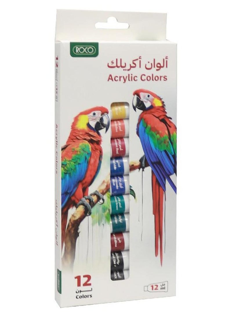 ROCO 12-Piece Acrylic Color Set Multicolour - Image 1