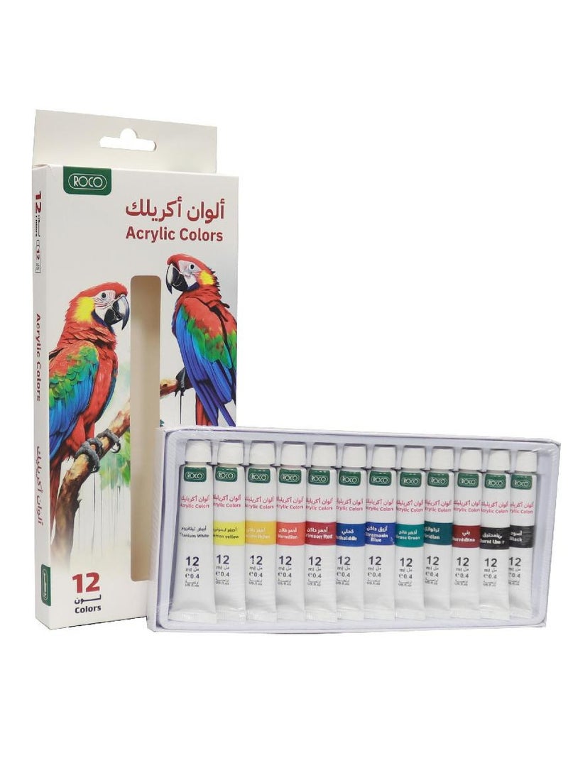ROCO 12-Piece Acrylic Color Set Multicolour - Image 3