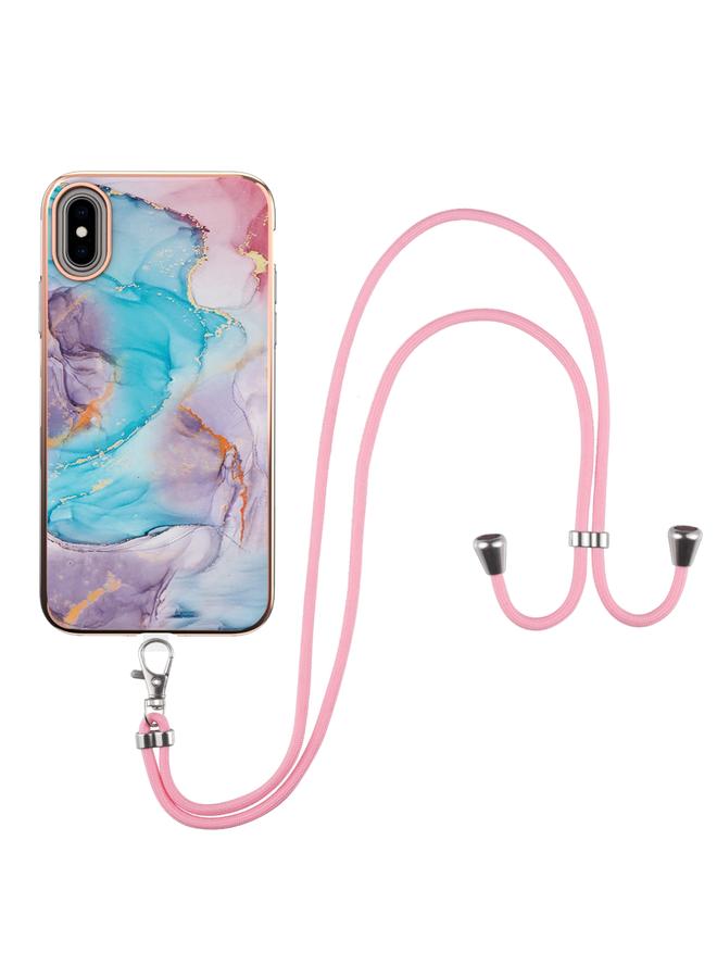 اس-توب جراب لهاتف iPhone X / XS بنمط طلاء كهربائي IMD TPU مقاوم للصدمات مع حبل للرقبة - Image 1